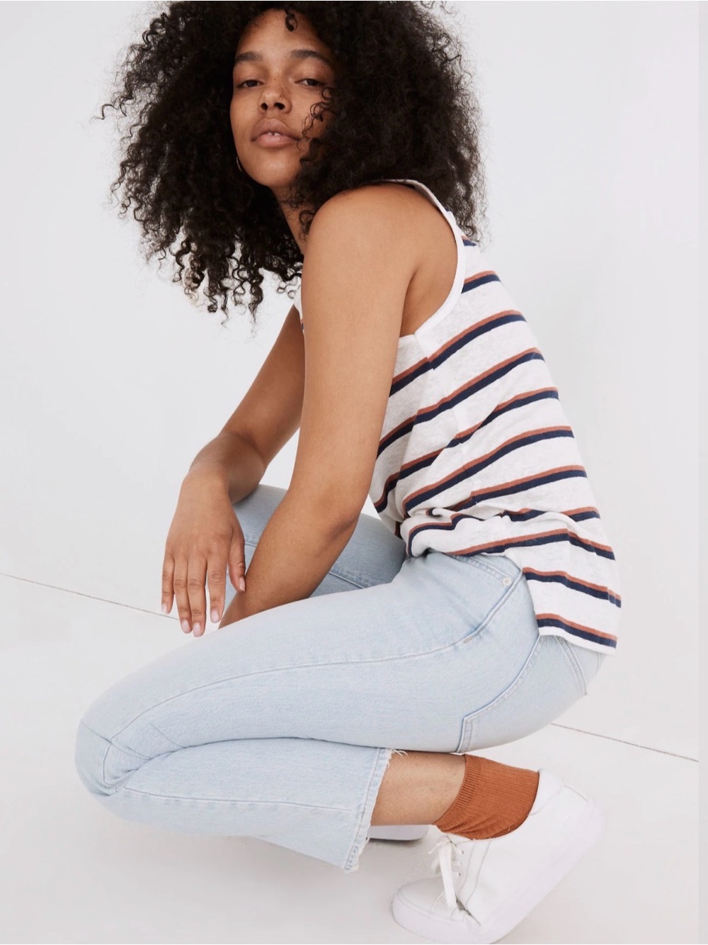 Madewell Linen Tank Top in Lighthouse Stripe - Picture 2 of 9
